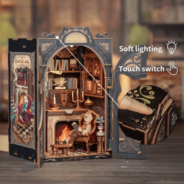 NOOK and STORY Book Nook Count Cat study Book Nook